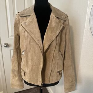 Express Cropped Tan Leather Jacket, Women's Medium Gold Hardware EUC